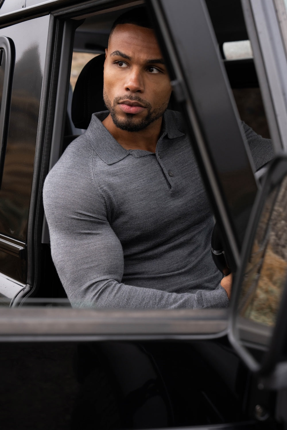 Extra Fine Merino Wool Polo Shirt in Charcoal Marl - TAILORED ATHLETE - USA