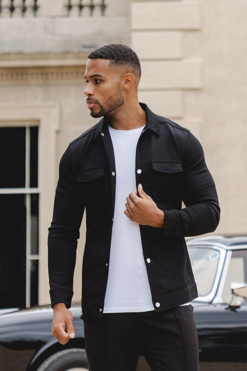 Jersey Shacket in Black - TAILORED ATHLETE - USA