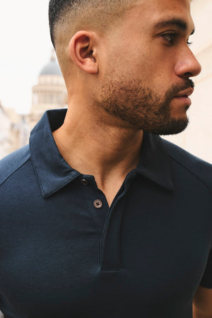 Luxe Smart Polo Shirt in Ink Blue - TAILORED ATHLETE - USA