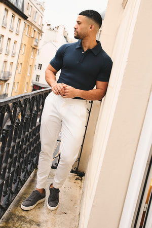 Luxe Smart Polo Shirt in Ink Blue - TAILORED ATHLETE - USA