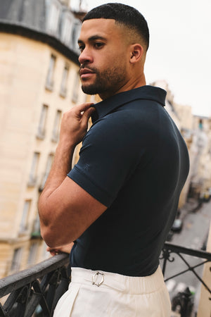 Luxe Smart Polo Shirt in Ink Blue - TAILORED ATHLETE - USA