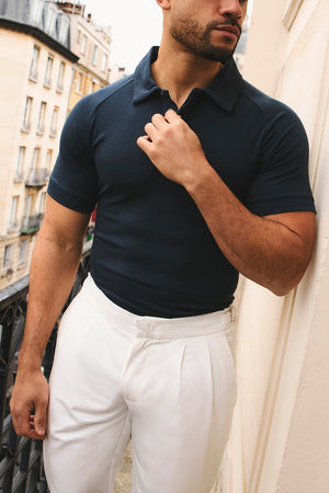 Luxe Smart Polo Shirt in Ink Blue - TAILORED ATHLETE - USA