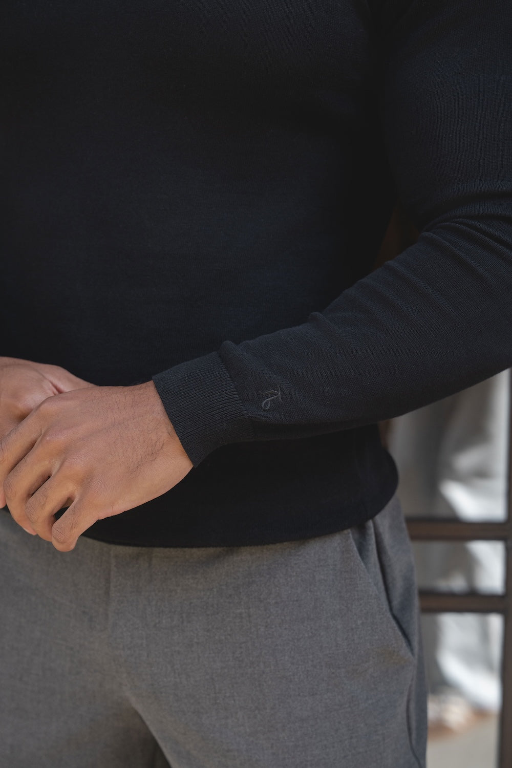 Pure Cotton Knitted Open Collar Polo Shirt in Black - TAILORED ATHLETE - USA