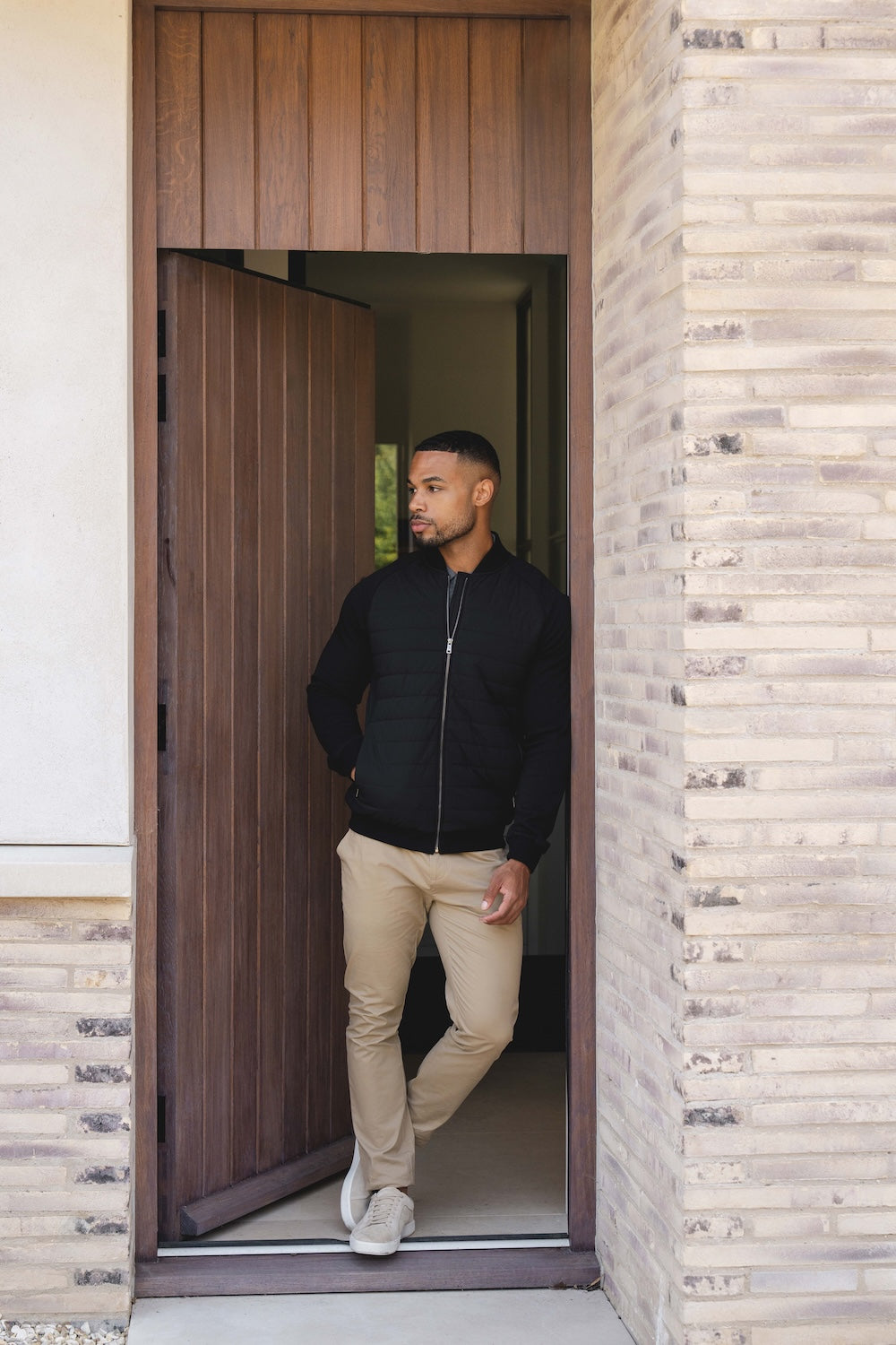 Quilted Hybrid Bomber Jacket in Black - TAILORED ATHLETE - USA