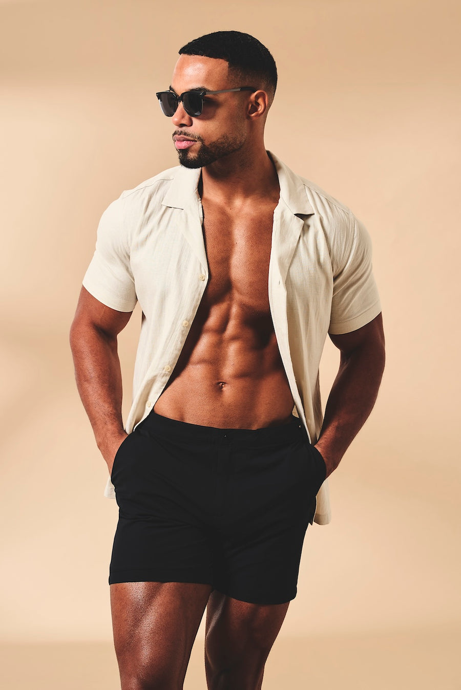 Quick Dry Hybrid Side Adjuster Swim Short in Black - TAILORED ATHLETE - USA