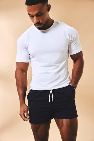 Quick Dry Piped Swim Shorts in Navy - TAILORED ATHLETE - USA