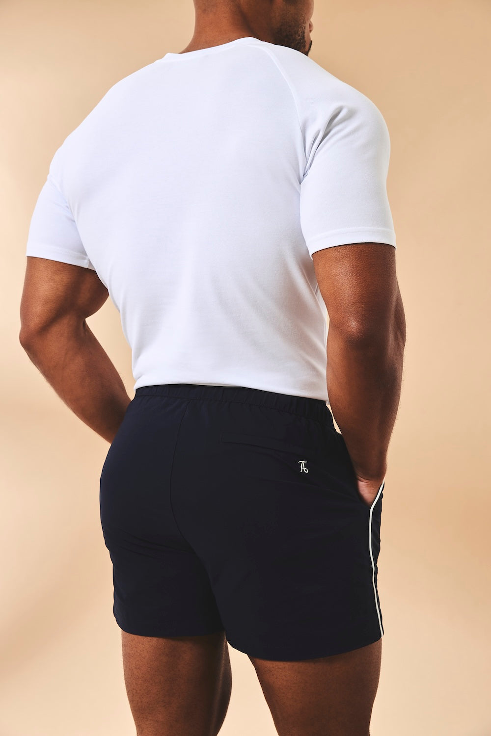 Quick Dry Piped Swim Shorts in Navy - TAILORED ATHLETE - USA