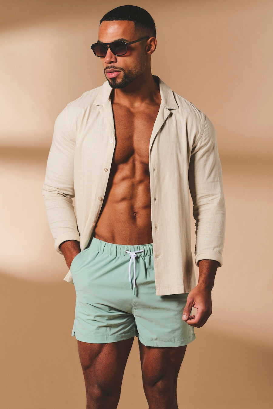 Quick Dry Plain Swim Short in Sage - TAILORED ATHLETE - USA