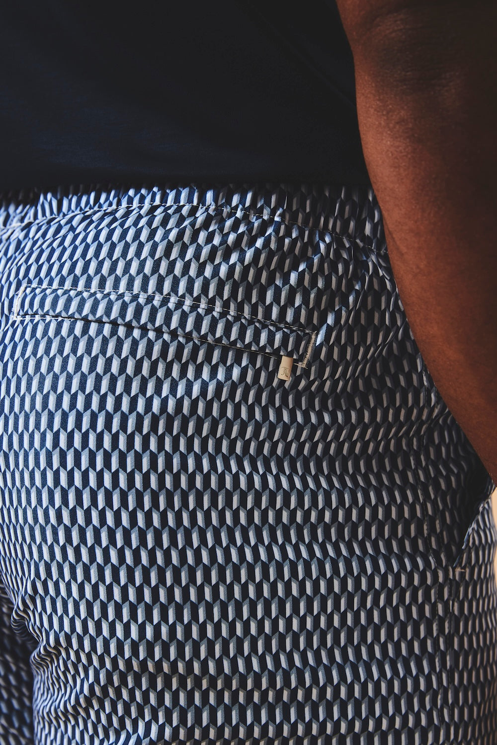 Quick Dry Printed Micro Geo Swim Shorts in Blue - TAILORED ATHLETE - USA