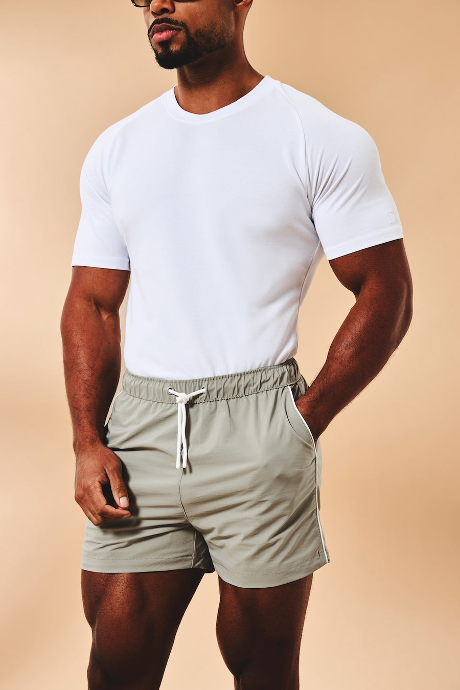Quick Dry Piped Swim Shorts in Sage - TAILORED ATHLETE - USA