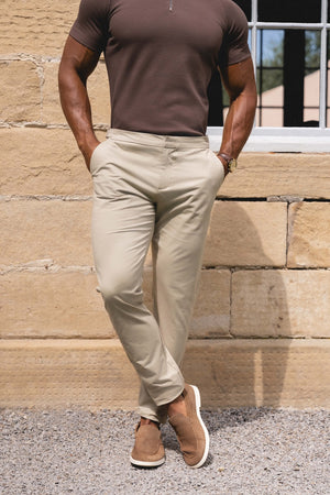 Smart Chino Side Adjuster Pants in Stone - TAILORED ATHLETE - USA