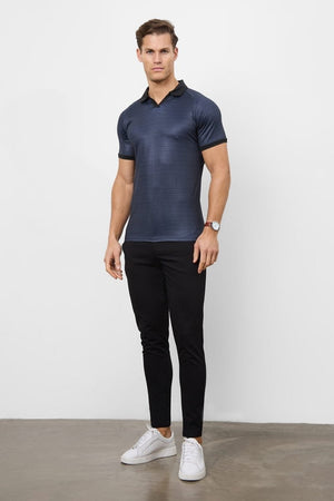 Retro Open Collar Polo Shirt in Square Geo Print - TAILORED ATHLETE - USA