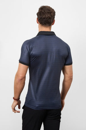 Retro Open Collar Polo Shirt in Square Geo Print - TAILORED ATHLETE - USA