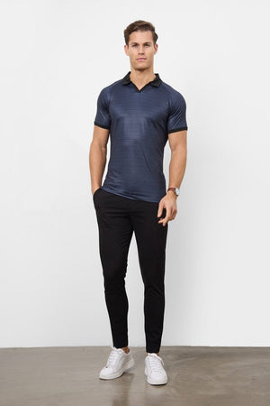 Retro Open Collar Polo Shirt in Square Geo Print - TAILORED ATHLETE - USA