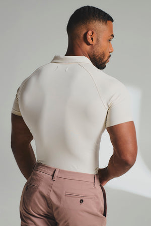 Essential Jersey Buttonless Polo Shirt in Alabaster - TAILORED ATHLETE - USA