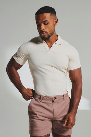 Essential Jersey Buttonless Polo Shirt in Alabaster - TAILORED ATHLETE - USA