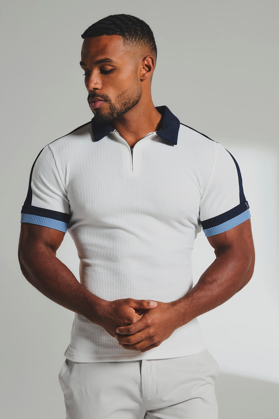 Colour Blocked Zip Neck Polo Shirt - TAILORED ATHLETE - USA