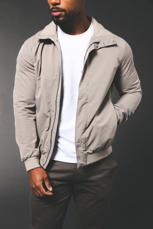 Shower Resistant Funnel Neck Jacket in Pebble Grey - TAILORED ATHLETE - USA