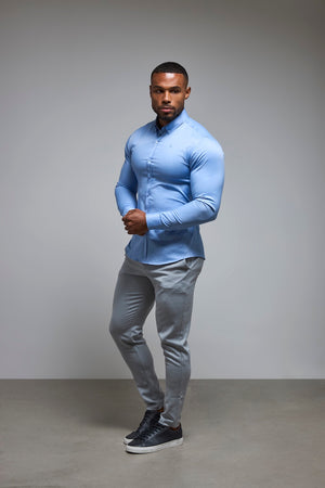Athletic Fit Signature Shirt in Mid Blue - TAILORED ATHLETE - USA