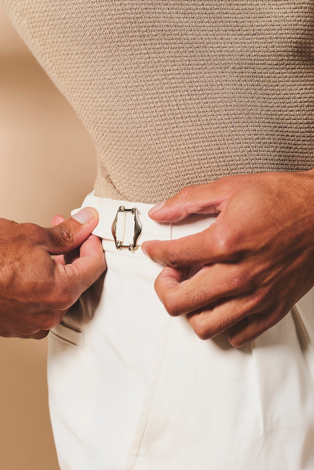 Smart Pleated Cotton Side Adjust Shorts in White - TAILORED ATHLETE - USA