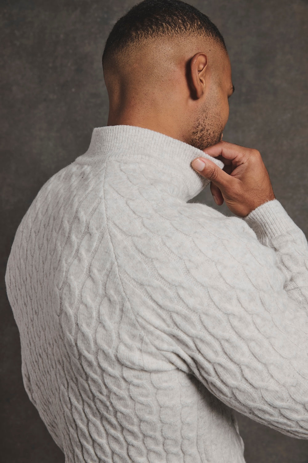 Soft Cable Half Zip Neck Sweater in Grey Marl - TAILORED ATHLETE - USA