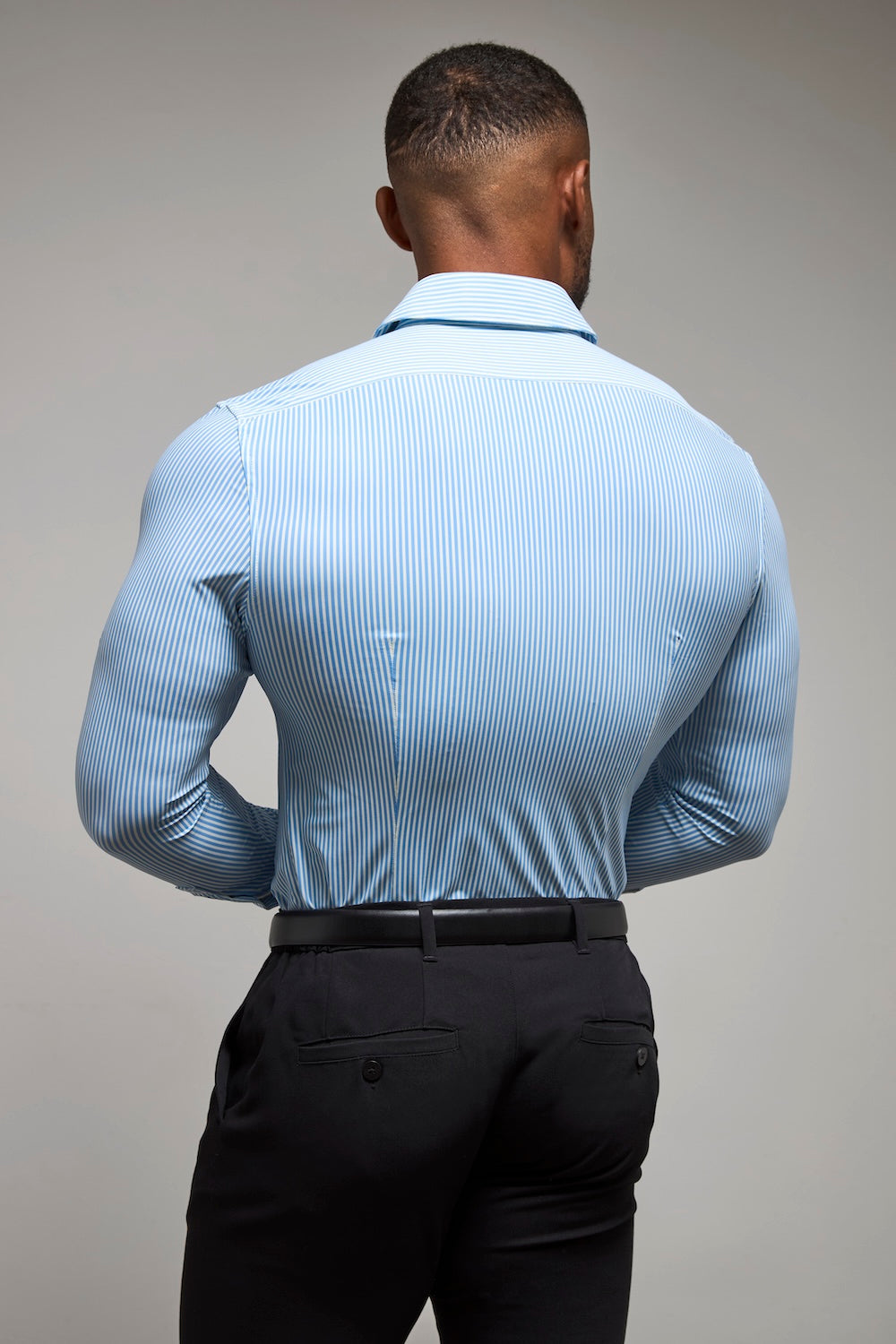 Striped Stretch Formal Shirt in Blue - TAILORED ATHLETE - USA