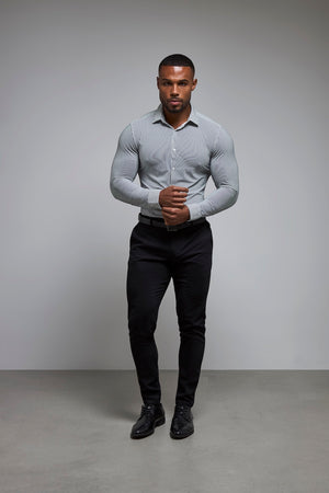 Striped Stretch Formal Shirt in Grey - TAILORED ATHLETE - USA