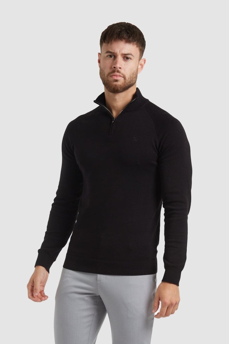 Half Zip Neck in Black - TAILORED ATHLETE - USA