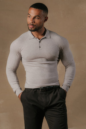 Knitted Polo Shirt in Grey - TAILORED ATHLETE - USA