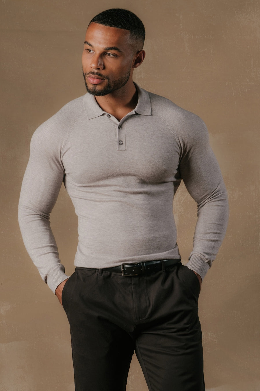 Knitted Polo Shirt in Grey - TAILORED ATHLETE - USA