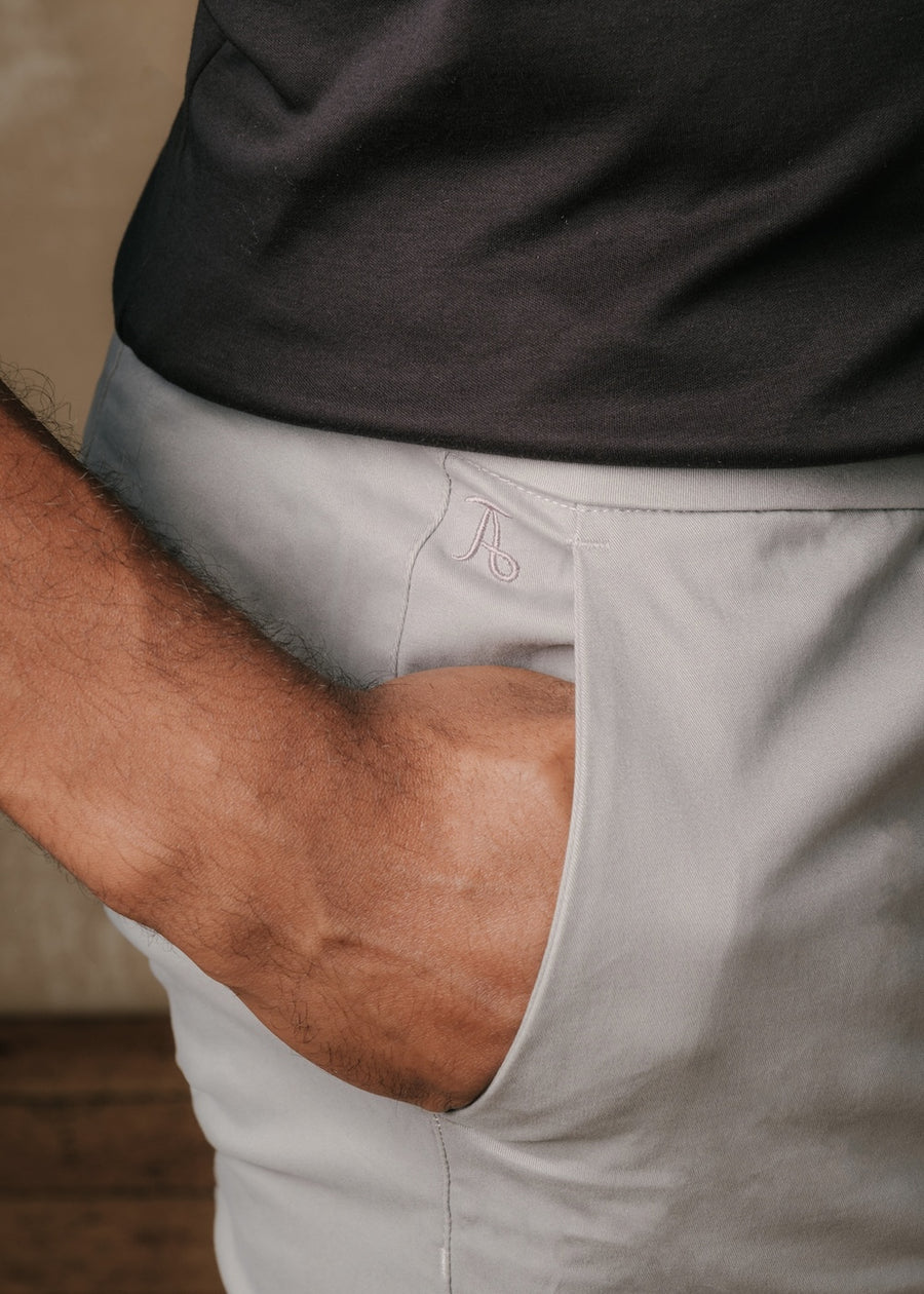 Athletic Fit Cotton Stretch Chino Pants in Pale Grey - TAILORED ATHLETE - USA