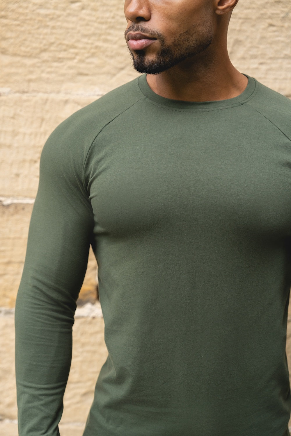 Athletic Fit Long Sleeve T-Shirt in Khaki - TAILORED ATHLETE - USA