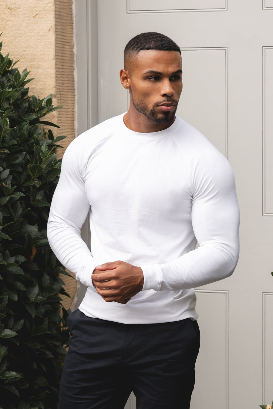 Athletic Fit Long Sleeve T-Shirt in White - TAILORED ATHLETE - USA