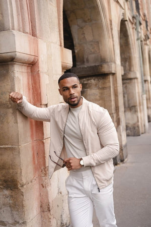 Light Weight Bomber Jacket in Stone - TAILORED ATHLETE - USA