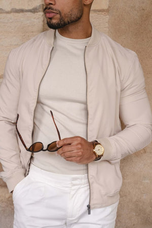 Light Weight Bomber Jacket in Stone - TAILORED ATHLETE - USA