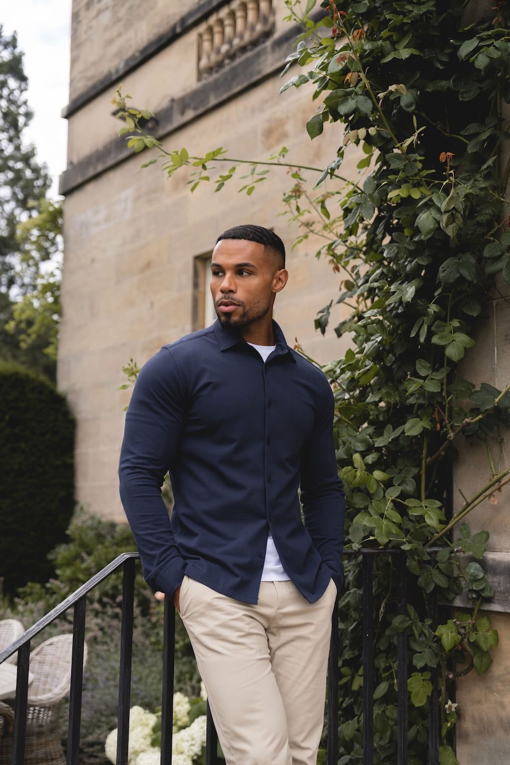 Textured Jersey Shirt in Navy - TAILORED ATHLETE - USA