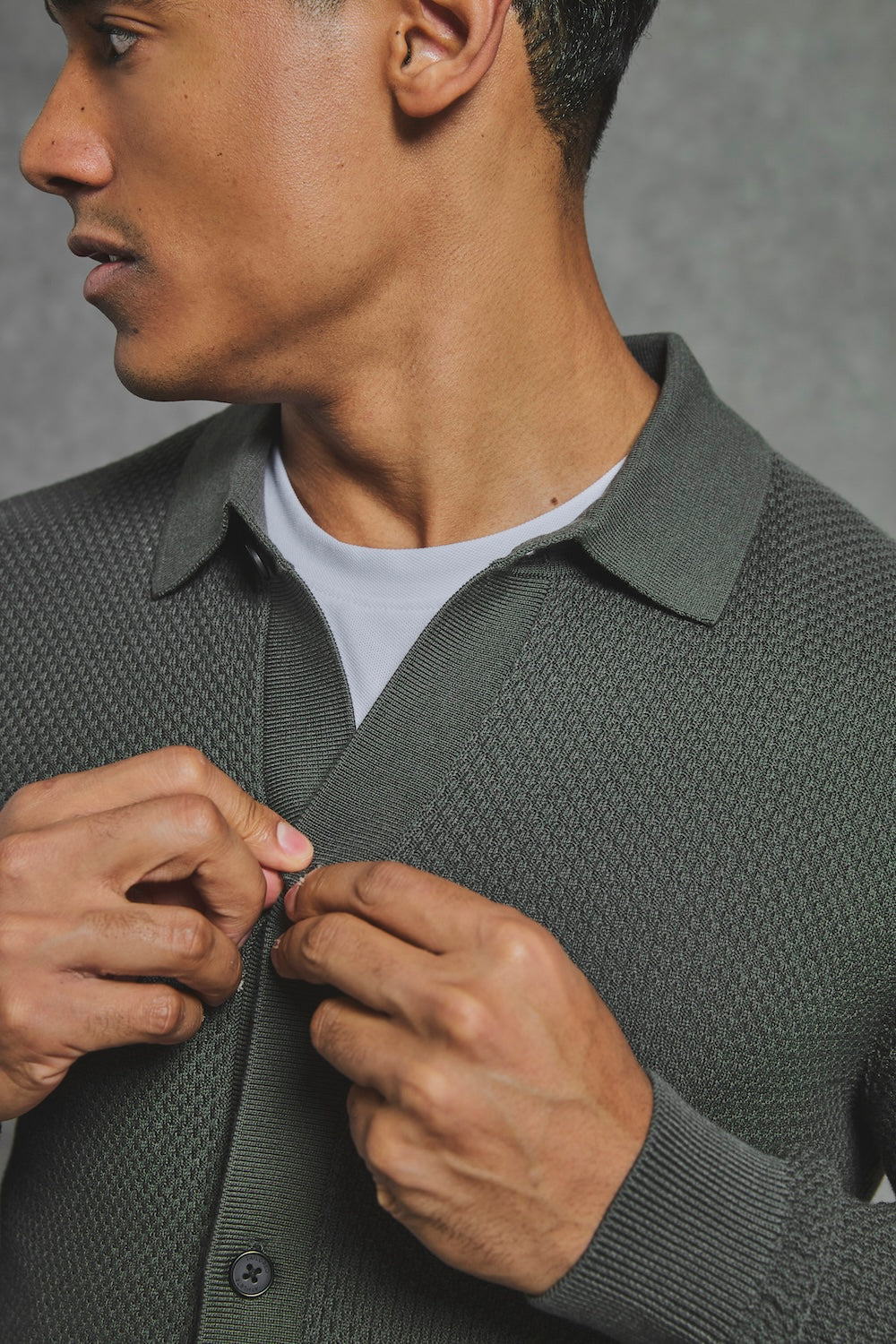 Textured Knitted Shirt in Khaki - TAILORED ATHLETE - USA