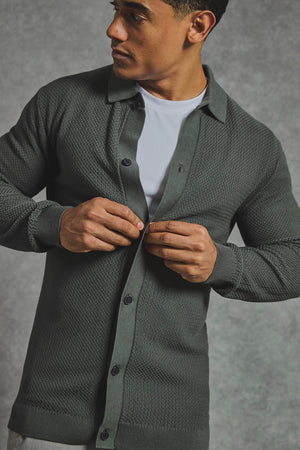 Textured Knitted Shirt in Khaki - TAILORED ATHLETE - USA