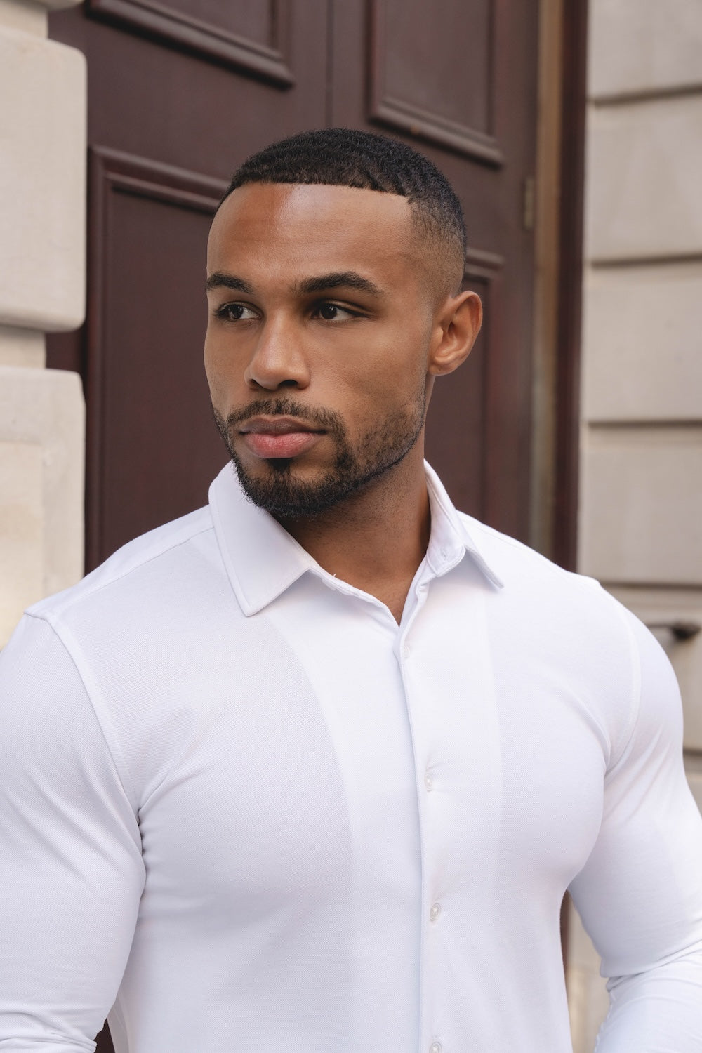 Textured Jersey Shirt in White - TAILORED ATHLETE - USA