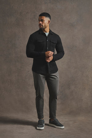 Twill Jersey Overshirt in Black - TAILORED ATHLETE - USA