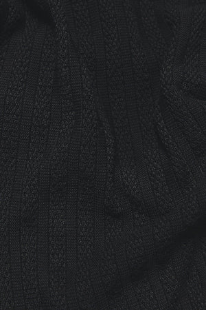 Vertical Stripe Knitted Open Collar Polo Shirt in Black - TAILORED ATHLETE - USA