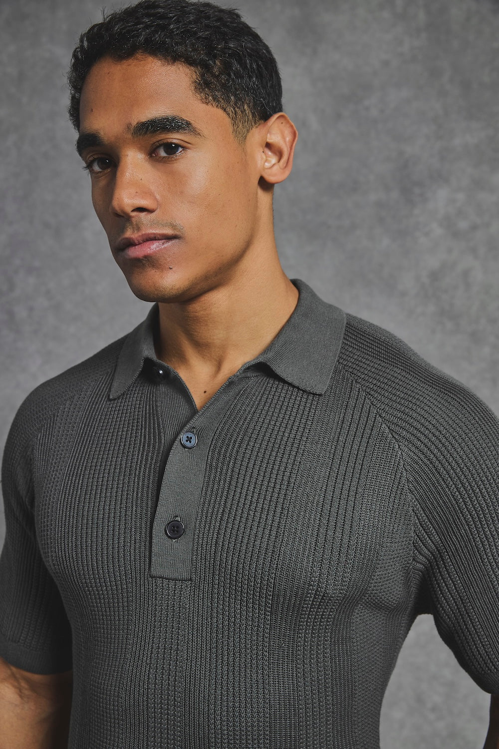 Vertical Stripe Knitted Polo Shirt in Khaki - TAILORED ATHLETE - USA