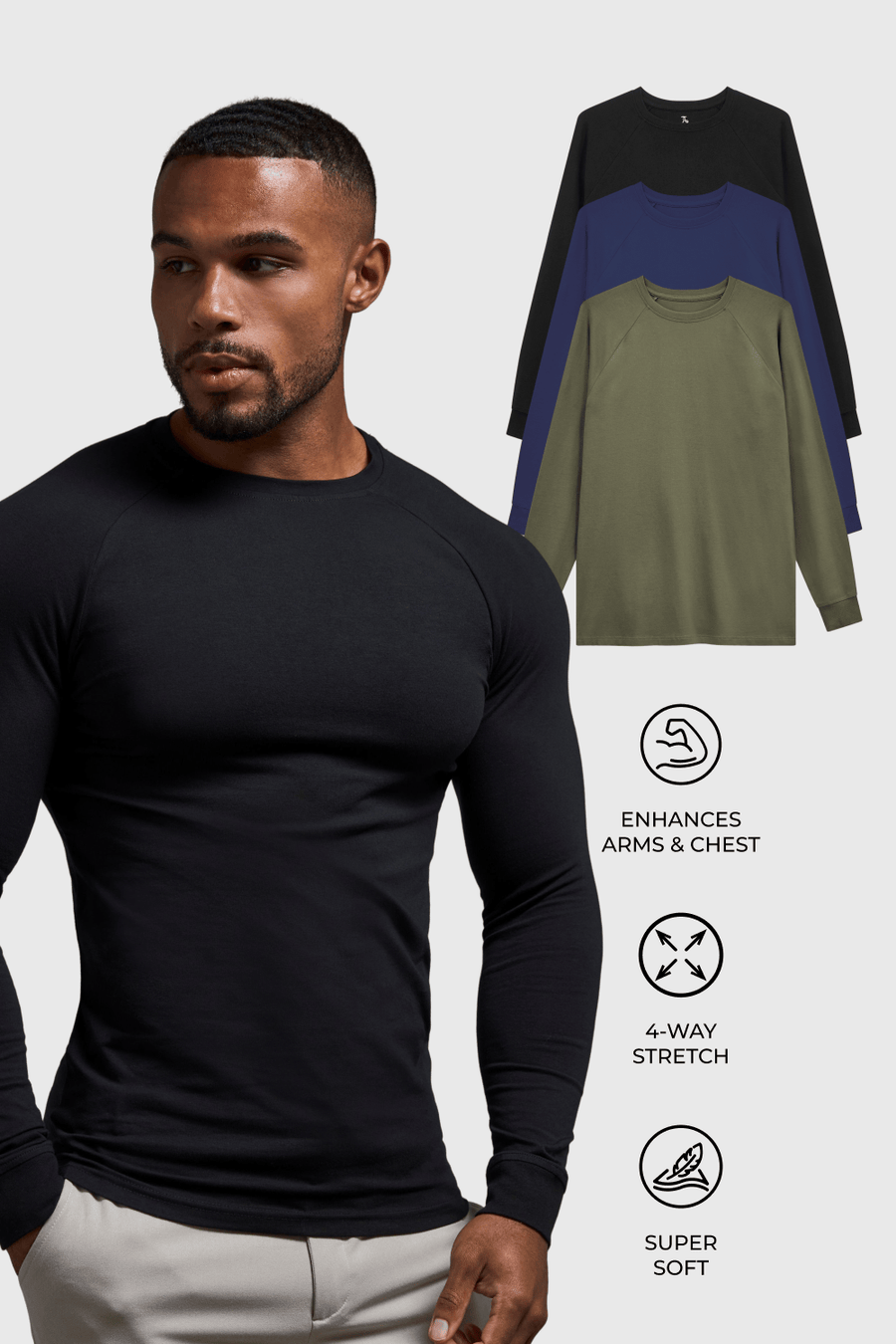 Athletic Fit Long Sleeve Veteran 3-Pack - TAILORED ATHLETE - USA