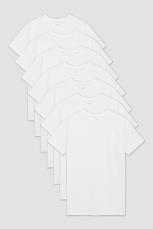 7 Pack Athletic Fit Crew Neck T-Shirt in White - TAILORED ATHLETE - USA