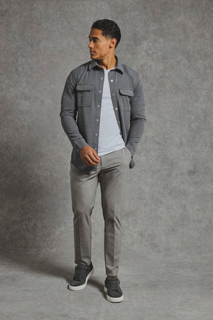 Woven Popper Overshirt in Grey Marl - TAILORED ATHLETE - USA