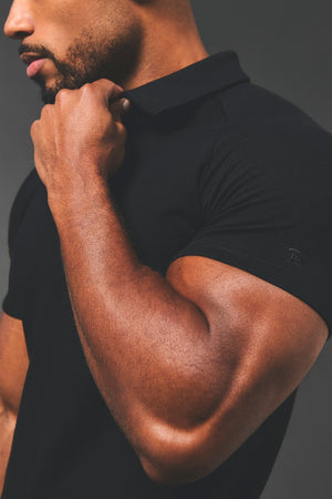 Zip Neck Polo Shirt in Black - TAILORED ATHLETE - USA