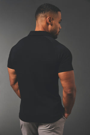 Zip Neck Polo Shirt in Black - TAILORED ATHLETE - USA