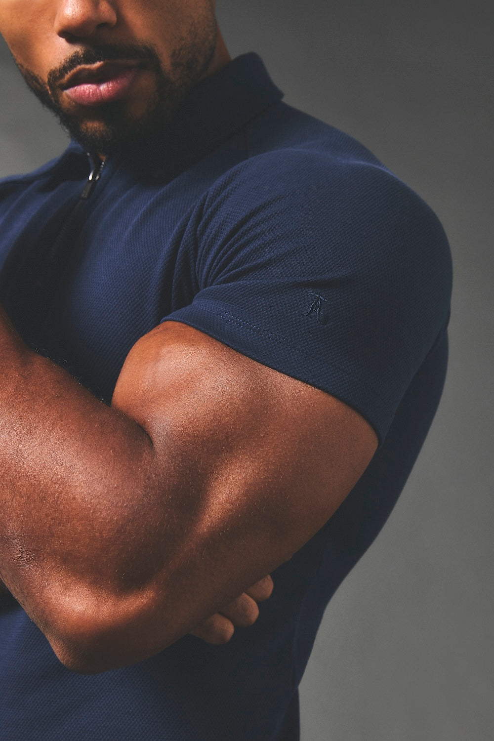 Zip Neck Polo Shirt in Navy - TAILORED ATHLETE - USA