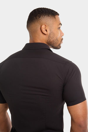 Athletic Fit Short Sleeve Bamboo Shirt in Black - TAILORED ATHLETE - USA