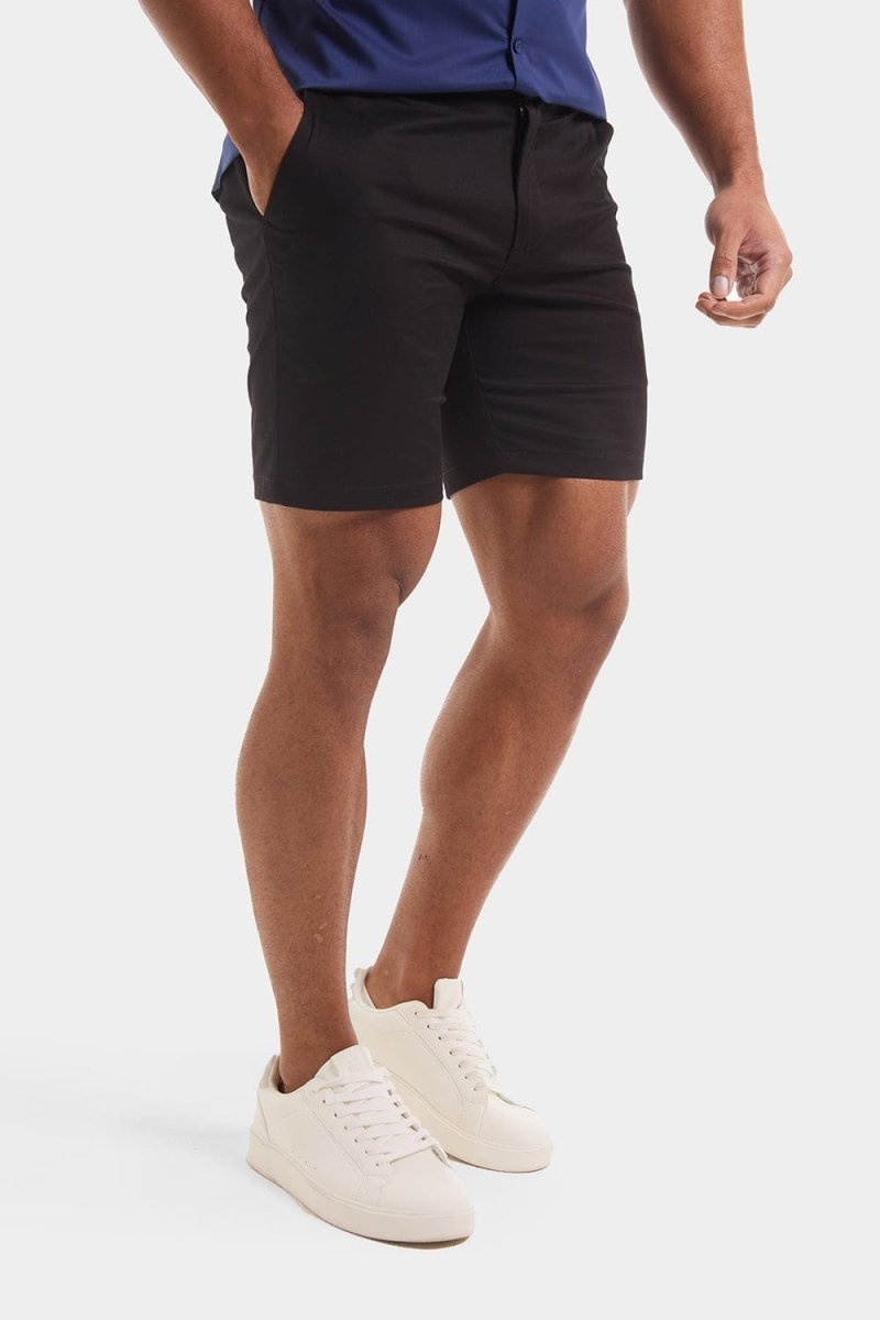 Athletic Fit Chino Shorts 7" in Black - TAILORED ATHLETE - USA